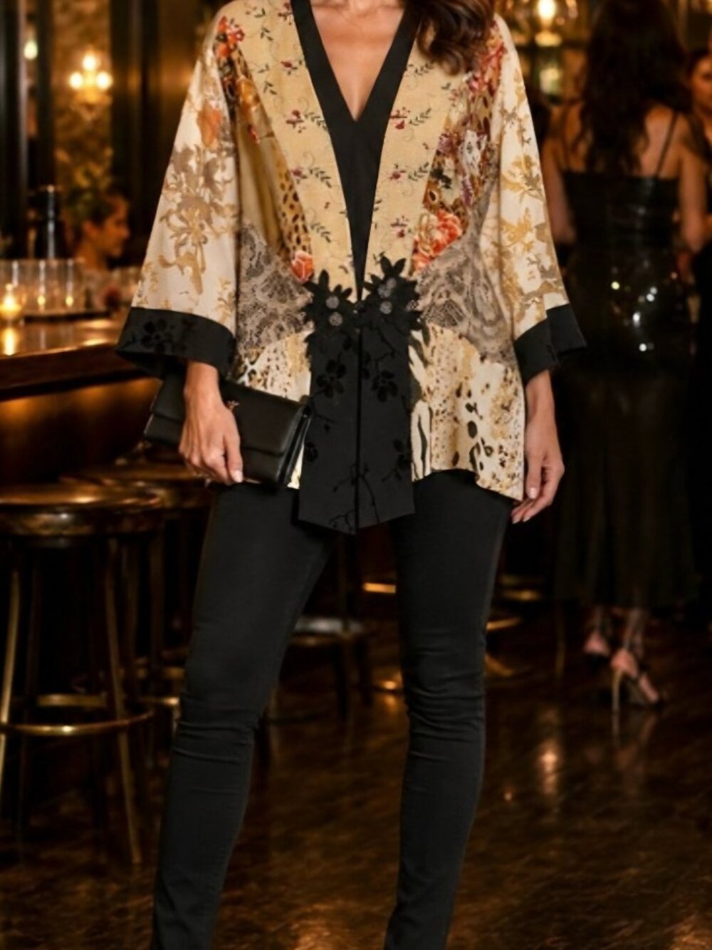 Spencer Alexis Mixed Media Patchwork Kimono Jacket Medium